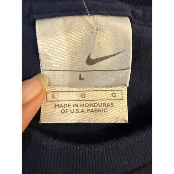 Nike Shirt Mens Large Blue Swoosh Graphic Athletic Casual Tee Classic Cotton - Picture 2 of 3